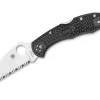 Delica 4 Lightweight Flat Ground Black Wharncliffe Serrated|Spyderco Outlet