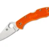 Delica 4 Lightweight Flat Ground Orange|Spyderco Online