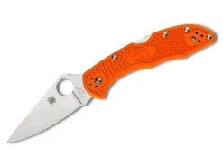 Delica 4 Lightweight Flat Ground Orange|Spyderco Online