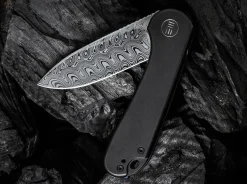 Elementum Damascus Titanium Black|WE Knife Outlet