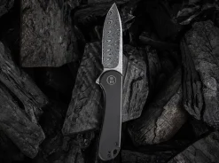 Elementum Damascus Titanium Black|WE Knife Outlet