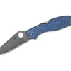 Strech 2Xl Blue Nishijin Glass Fiber Damascus Sprint Run|Spyderco