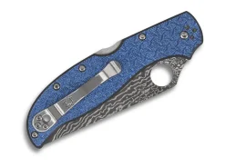 Strech 2Xl Blue Nishijin Glass Fiber Damascus Sprint Run|Spyderco